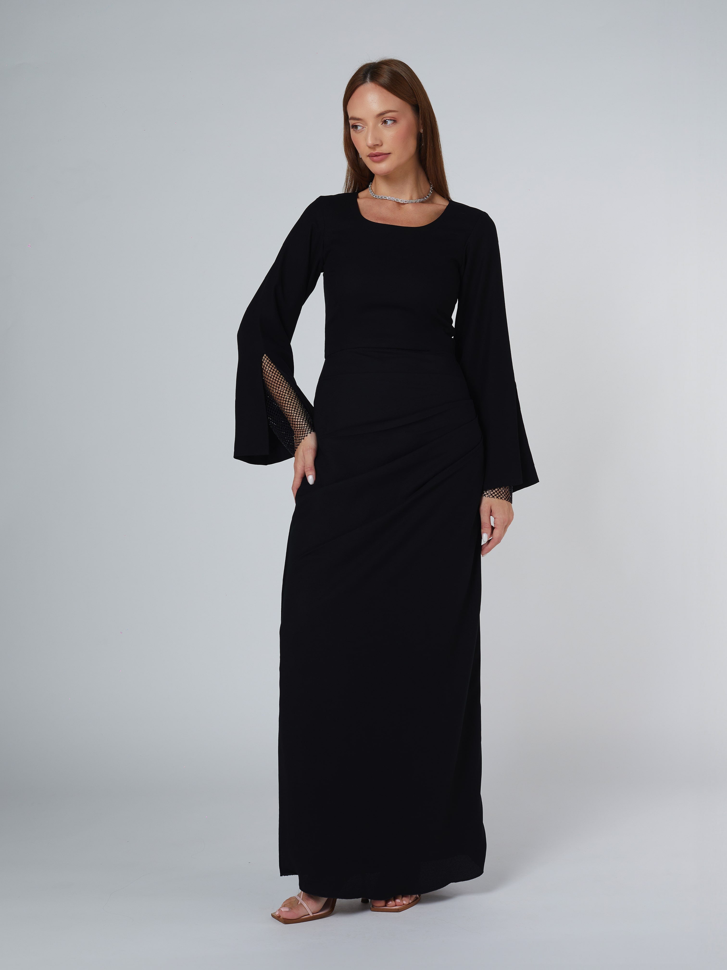 Layla Rhinestone Dress Abaya Telal Femina