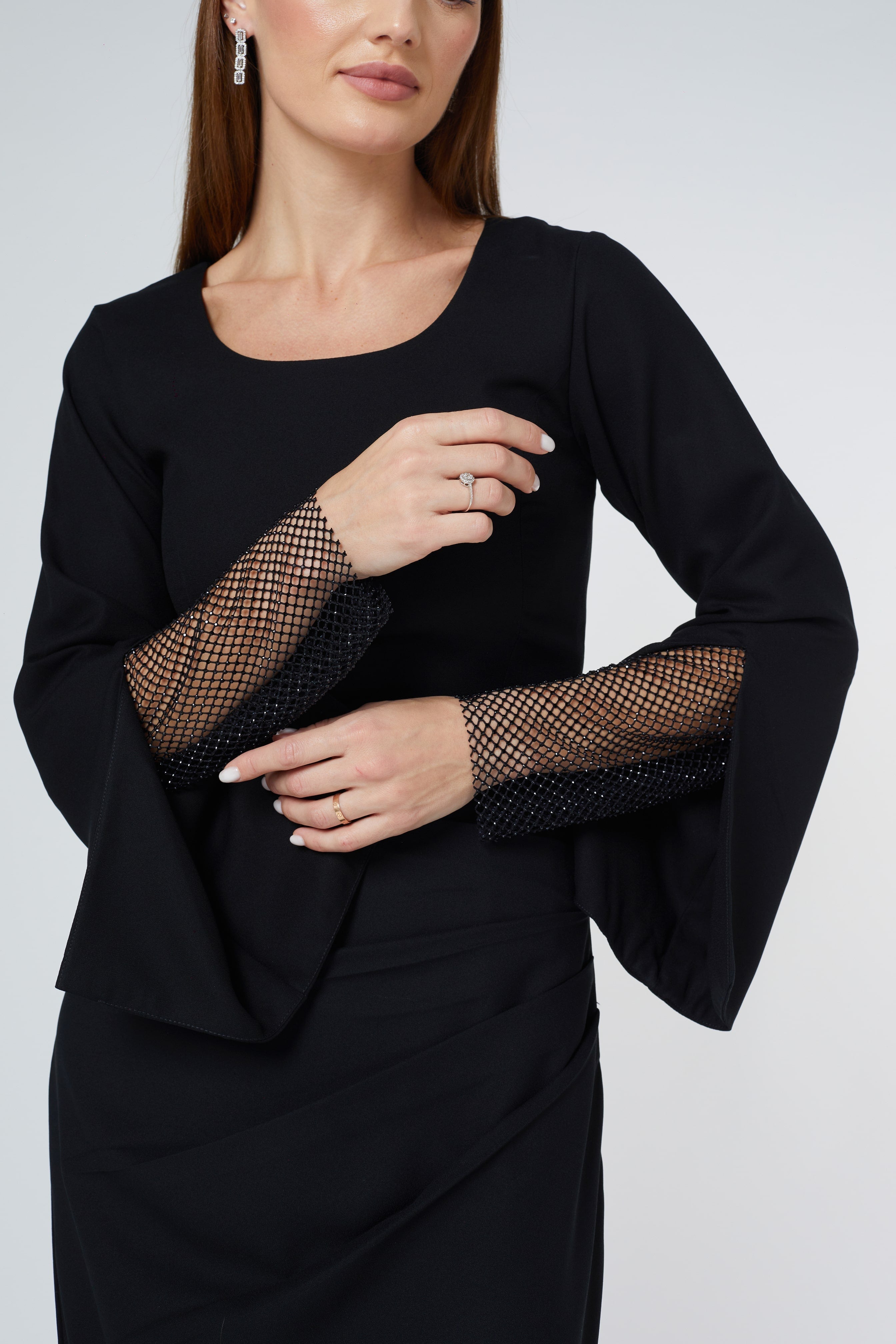 Layla Rhinestone Dress Abaya Telal Femina