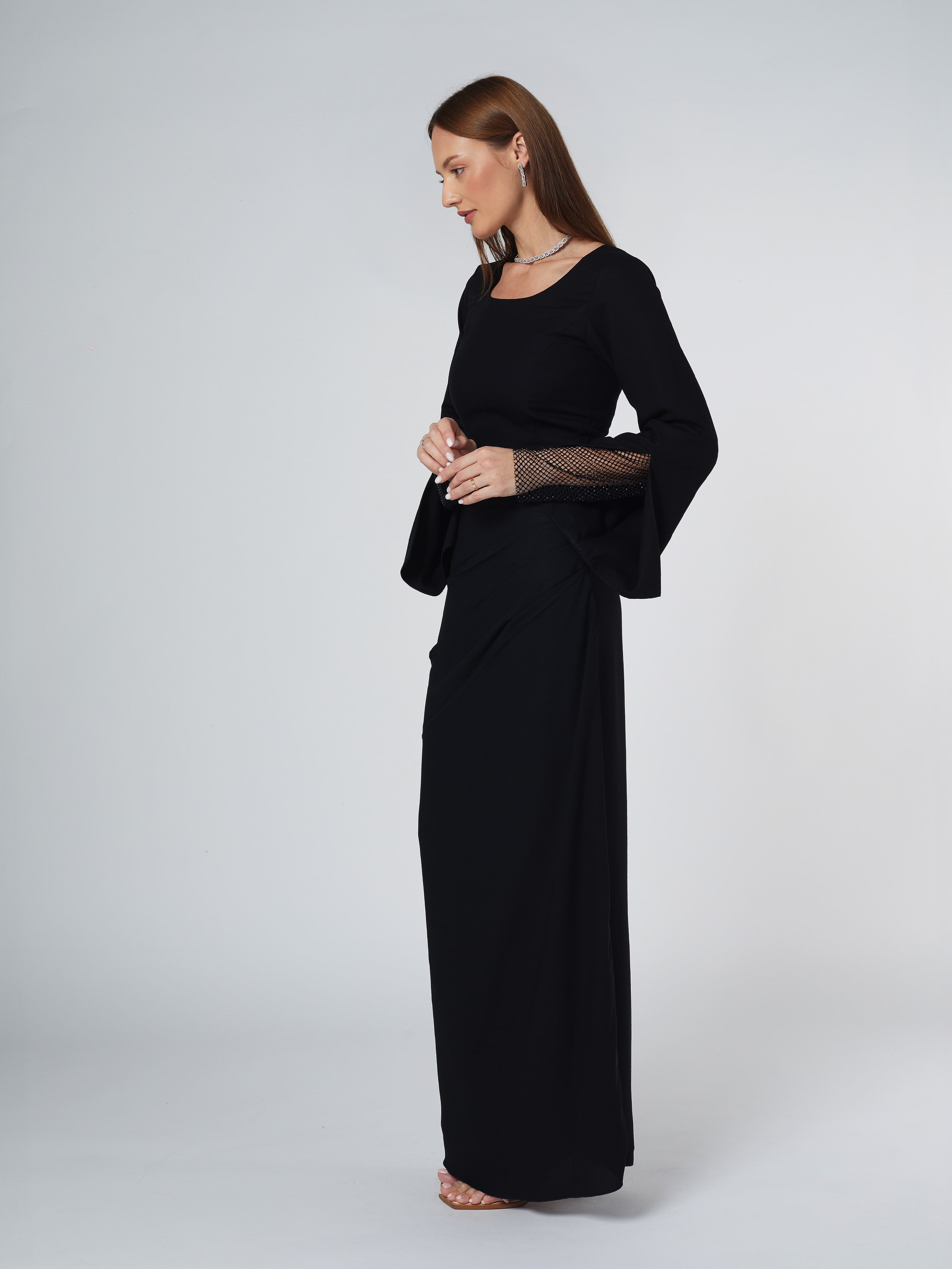 Layla Rhinestone Dress Abaya Telal Femina