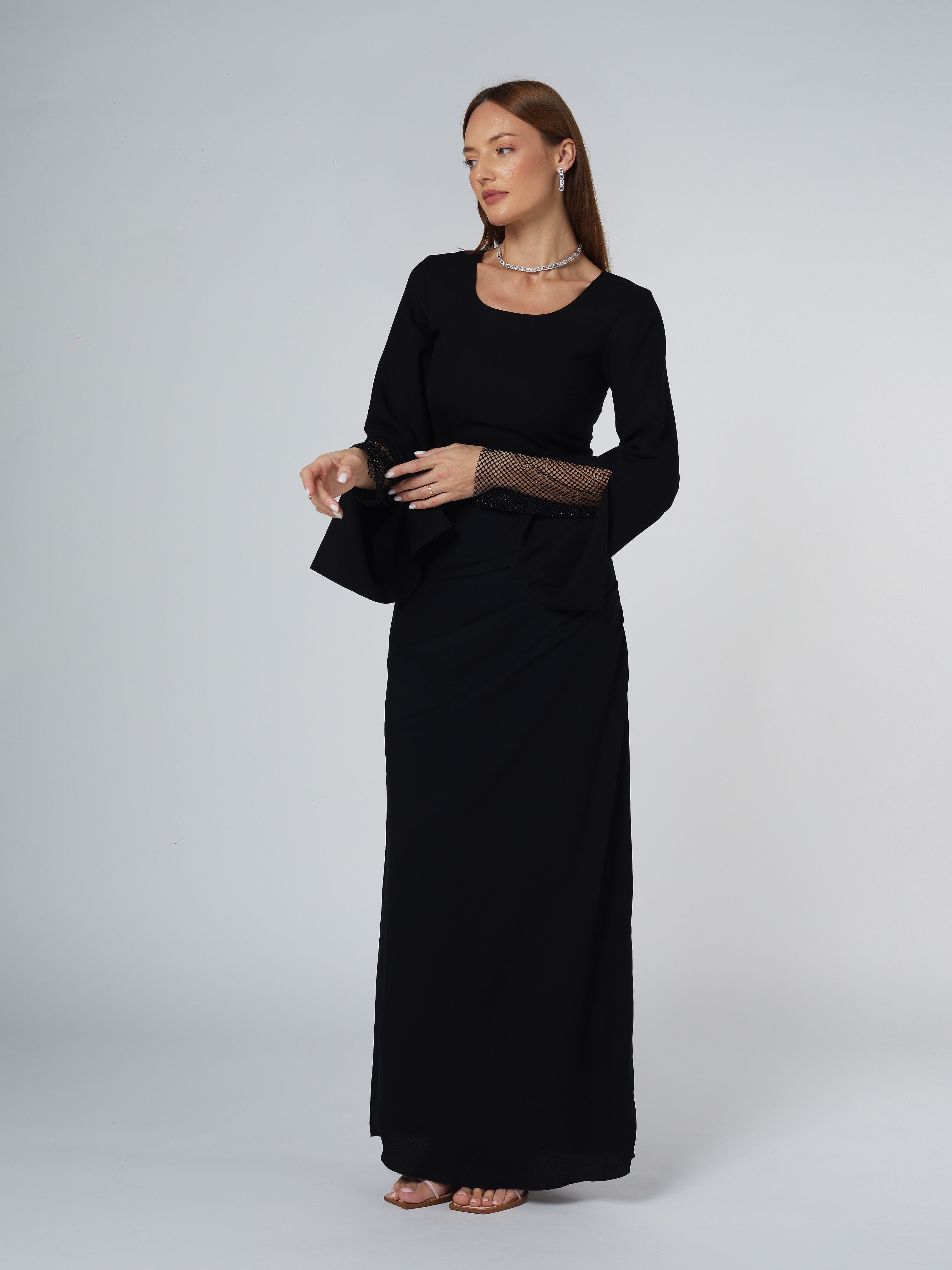 Layla Rhinestone Dress Abaya Telal Femina