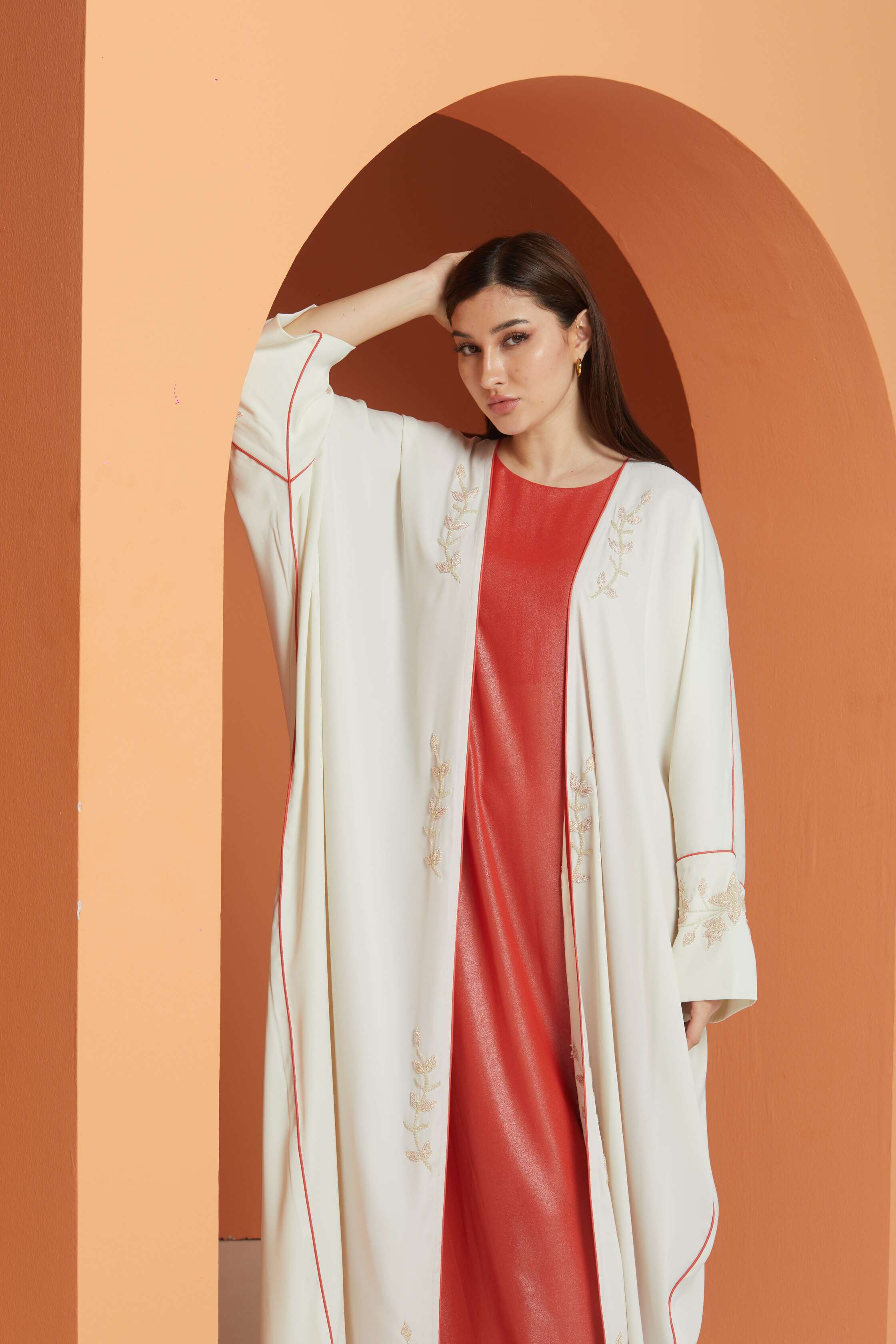 Coral Cascade Abaya Set Abaya Telal Femina 