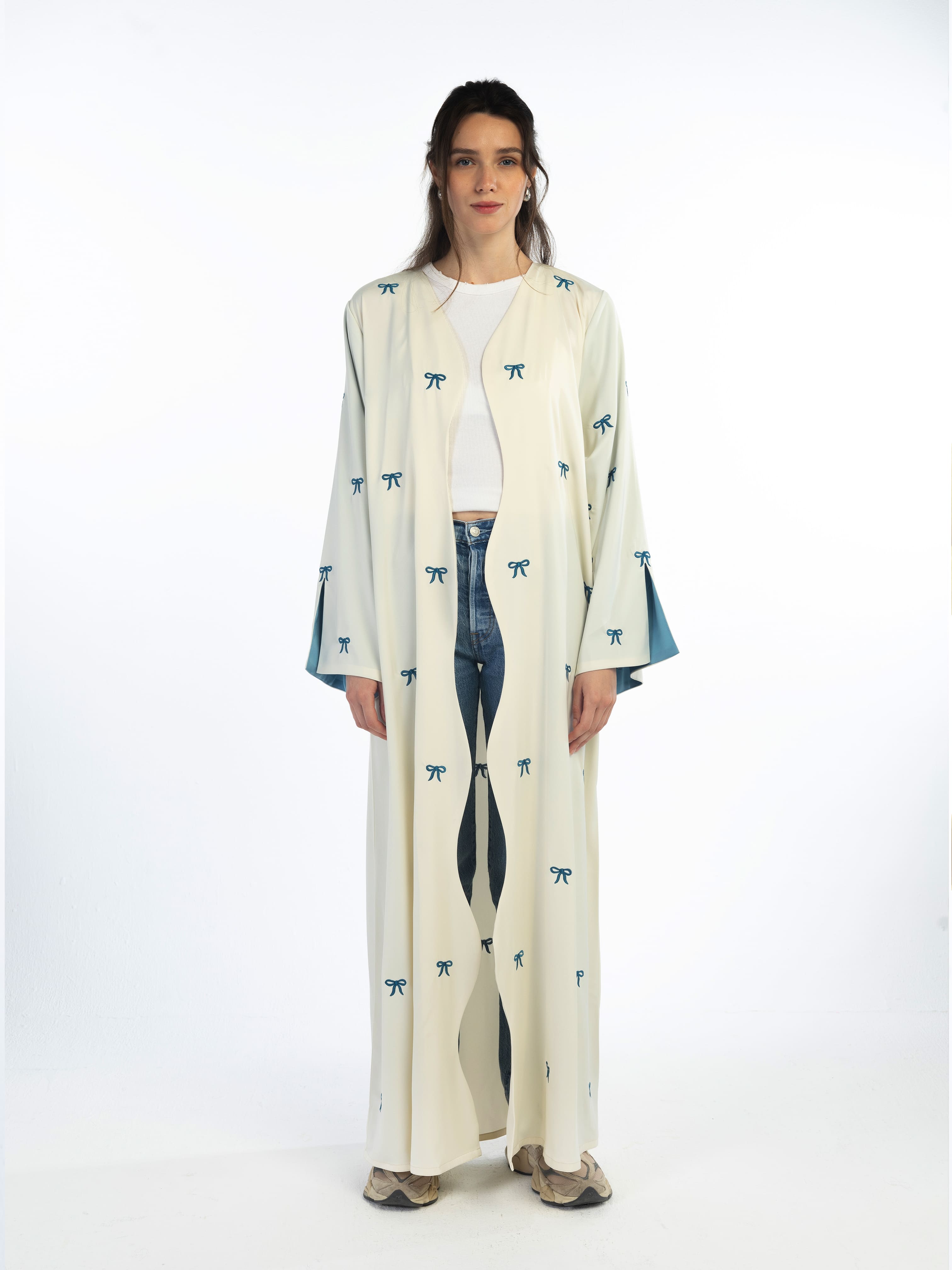 Latifa - Off White with Blue Abaya Telal Femina 